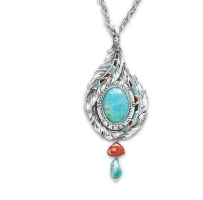 Aleación al por mayor Connería de tortugas con incrustaciones occidentales de plumas de águila